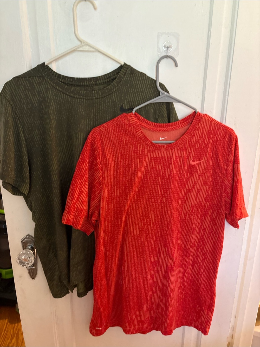 Nike Dri-FIT Short Sleeve Tees- Redish orange and green